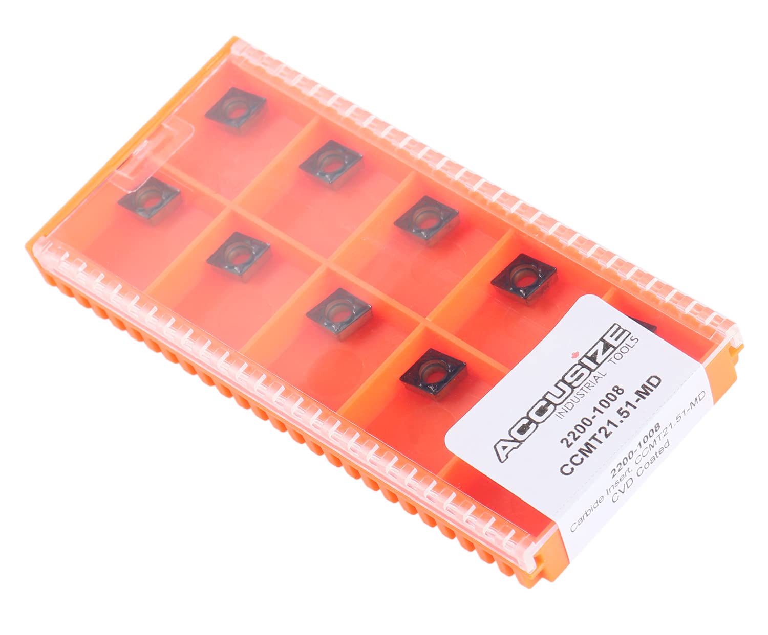 Accusize Industrial ToolsCcmt21.51-Md Cvd Coated Carbide Inserts, 10 Pcs/Box, Black and Yellow, 2200-1008