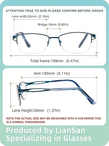 Miniatura 4 de LianSan Metal Zero Top - Gafas de lectura progresivas multienfoque para mujeres, con bloqueo de luz azul de medio borde, parte superior
