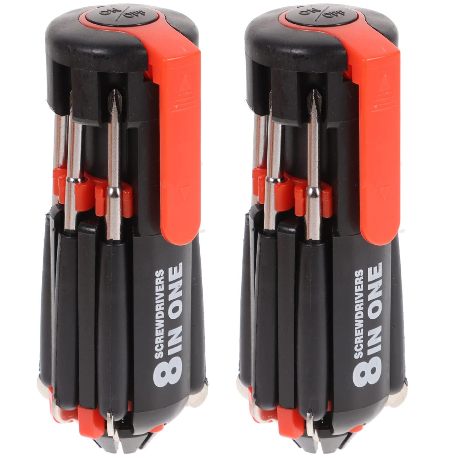 8-in-1 Ratcheting Stubby Screwdriver Set with LED Flashlight - 2PCS Multi-Tool for Home DIY Maintenance and Repairs
