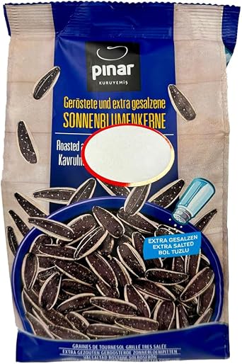 Pinar Roasted and Extra Salted Sunflower Seeds 250G Delicious and Satisfying Snacks Ready to Eat Product of Turkey Pack of 1