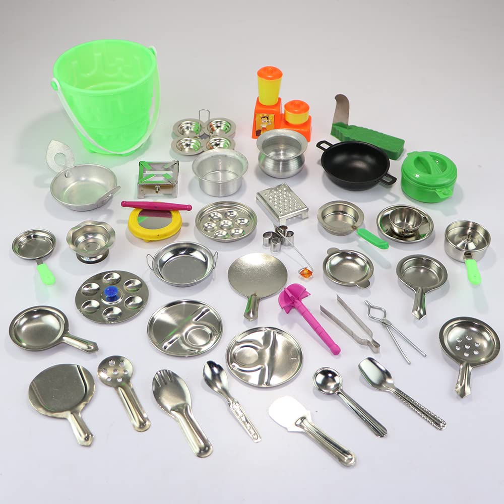 39 Pieces - Miniature Kitchen Set, Mini Kitchen Set, Kitchen Set for Kids Girls, Real Cooking Kit for Play, Steel Kitchen Set for Girls, Choppu Jaman, Miniature Cooking Set (Pack - 39) (B0BQRS46NL) Amazon Price History, Amazon Price Tracker