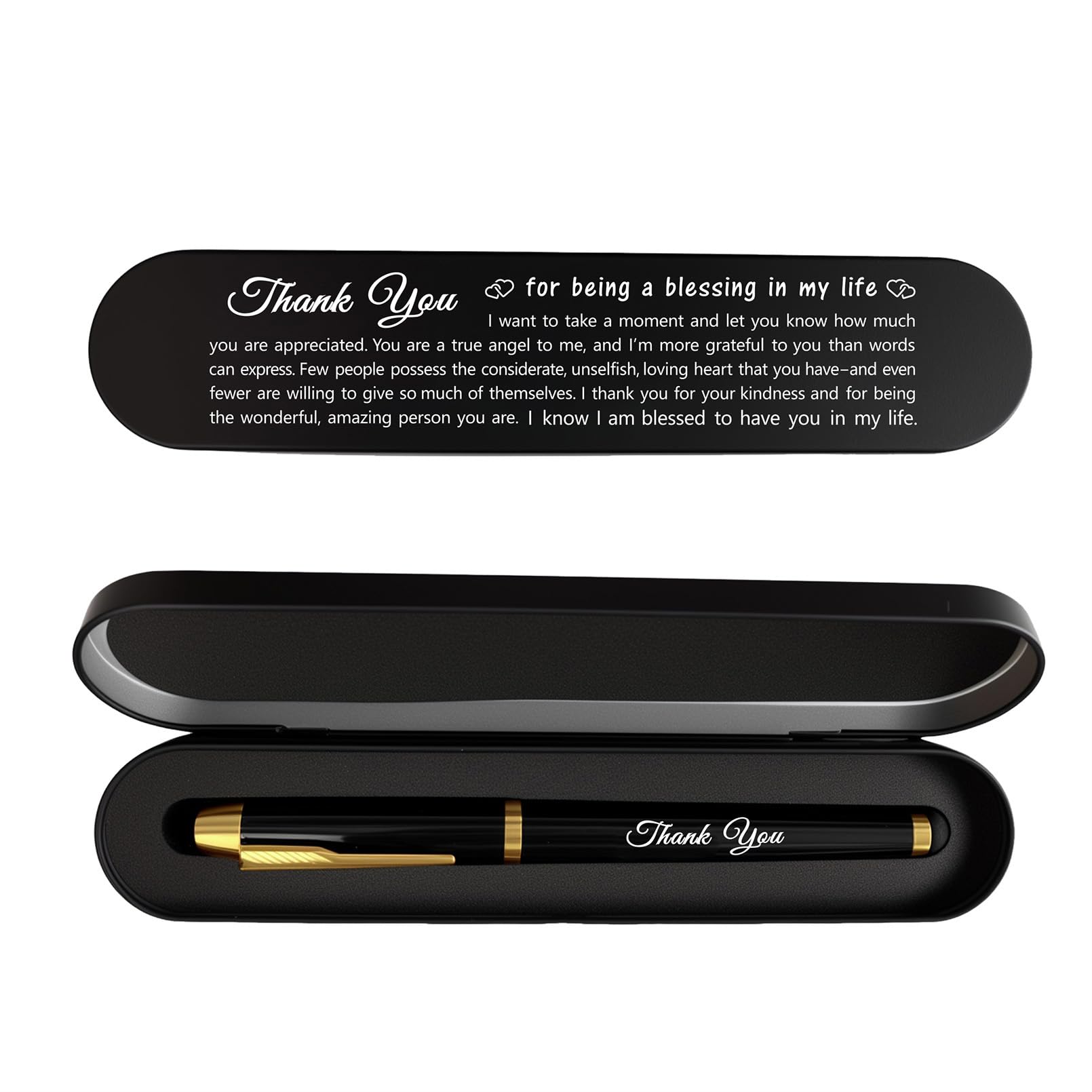 iyaone Thank You Gift Pen with Metal Box - Engraved Gel Ink Pen for Friends, Thank You Gifts for for Women & Men Appreciation Present