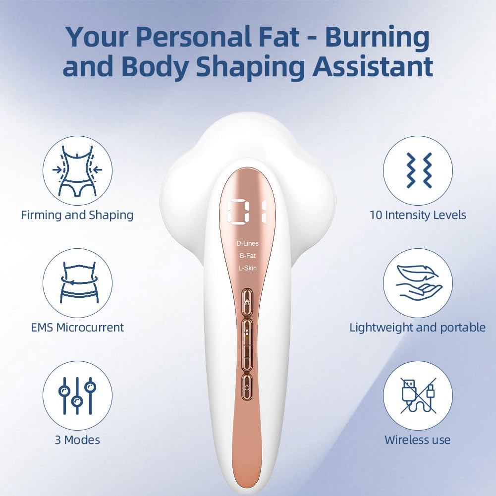 Aolso 3 en 1 Masajeador De Grasa, Masajeador Anticelulitico Reductor, Masajeador Corporal Eléctrico EMS con 6 Cabezales de Masaje, 3 Modos para Cintura, Abdomen, Brazos, Glúteos y Piernas