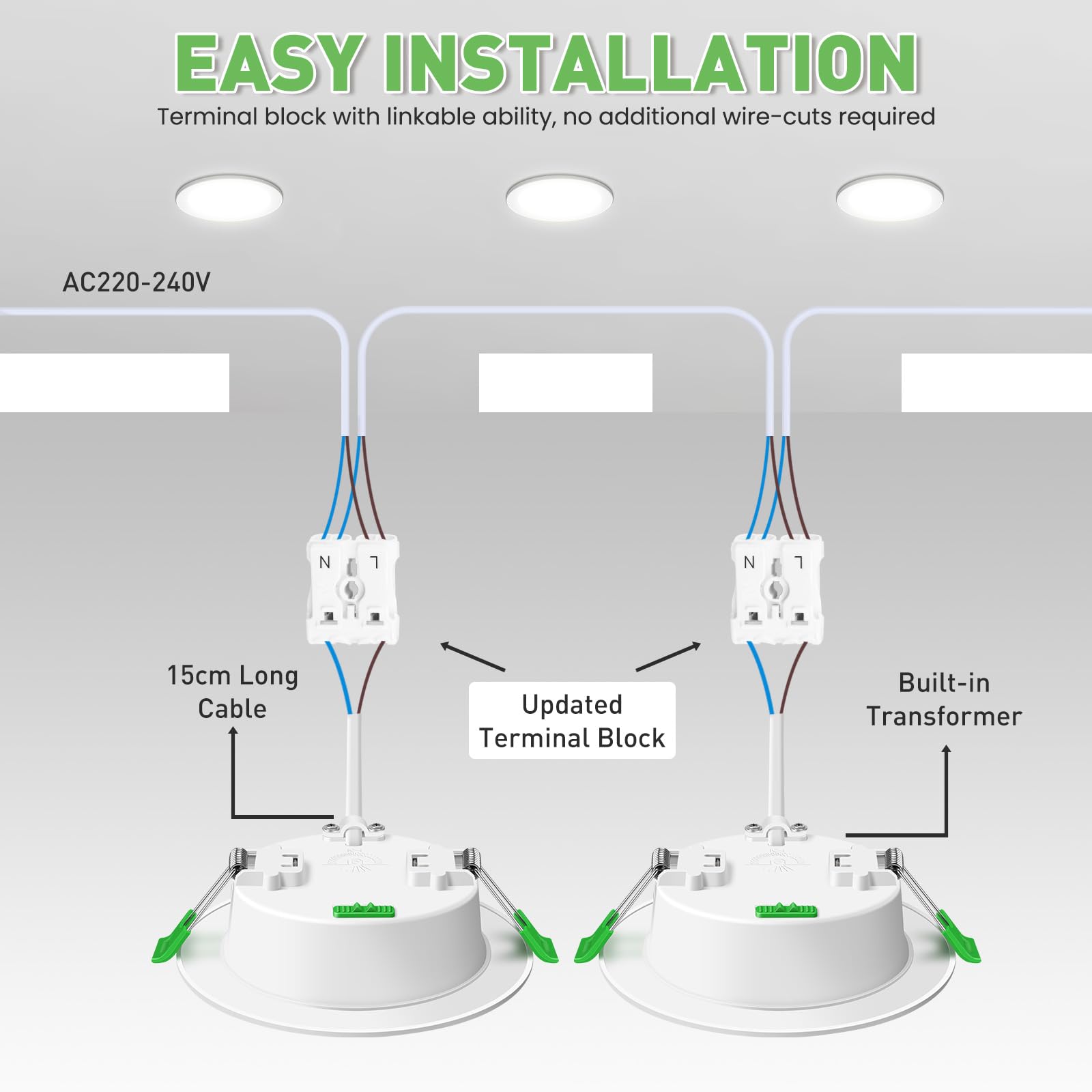 ALUSSO Faretti LED da Incasso Per Cartongesso Dimmerabili 10W 1050LM IP44 Faretti LED Soffitto Incasso Cartongesso, 3000K 4000K 6500K Regolabile, Diametro del Foro 90-100MM, Bianco, Set da 6