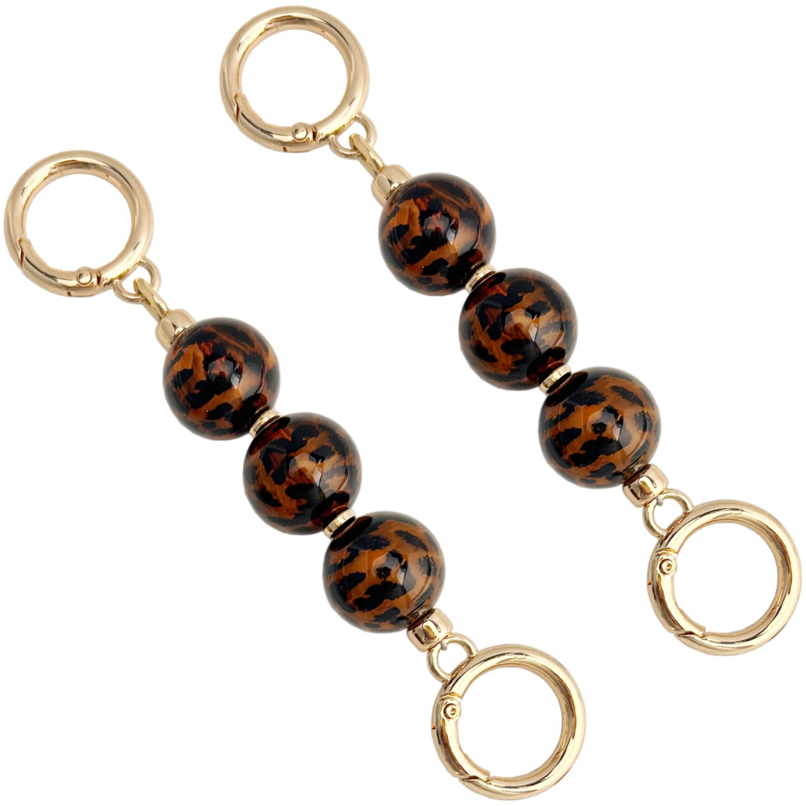 AUMEY 5.5" Leopard Print Bag Strap Extender Chains, 2-Pack Gold Metal Purse Extension Links with Tortoiseshell Beads for Handbags Crossbody Bags-image-44