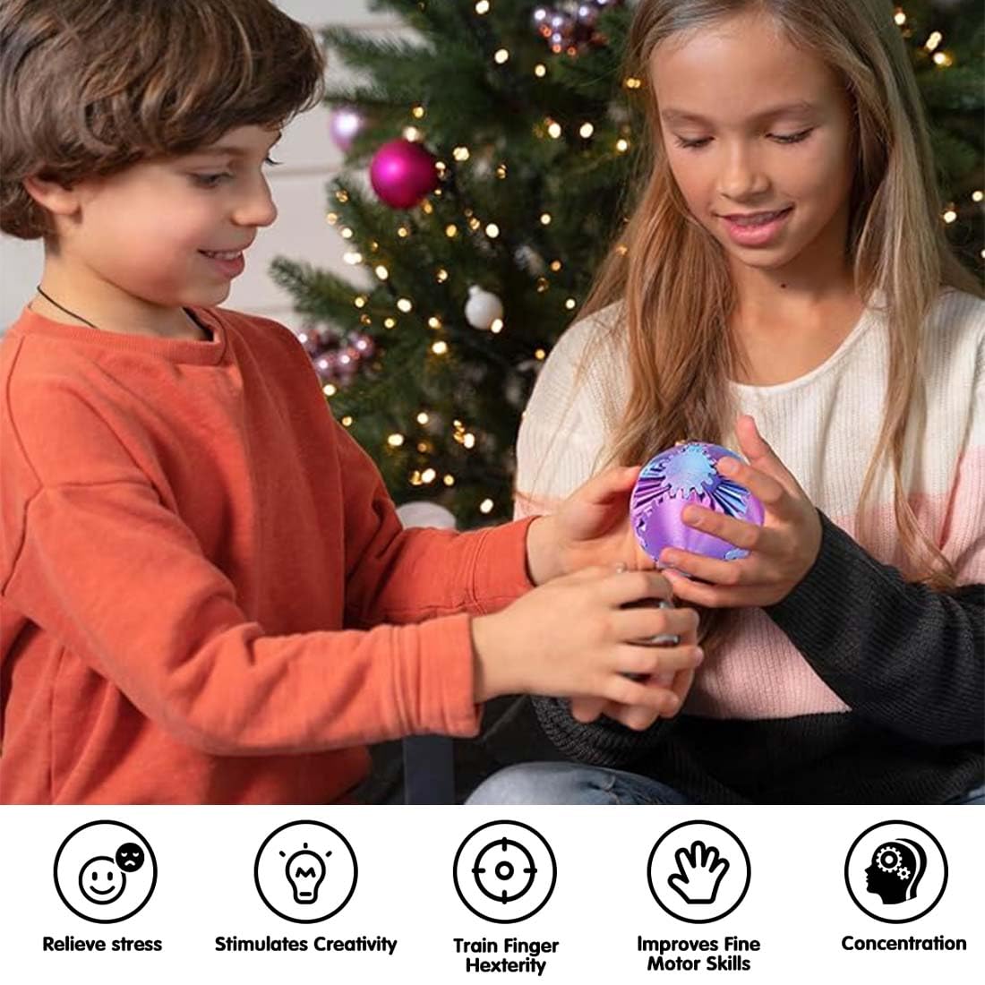 1 Pezzi Palla per Ingranaggi Fai Da Te, Palla Ingranaggio Stampata In 3d, Allevia Lo Stress, L'ansia, Il Relax, Regola La Tensione, Giocattolo Fidget Cubo Sfera Ingranaggio,fidget cube