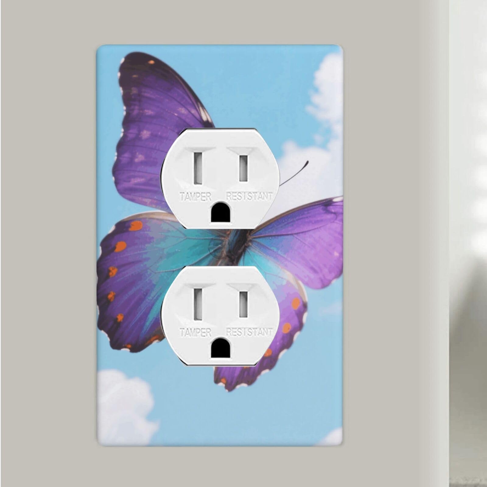 Colorful Butterflies Duplex Outlet Covers Wall Plates 1-Gang Switch Outlet Electrical Cover Plate Unbreakable Polycarbonate Switchplate Cover Faceplate For Bathroom Kitchen Home Decor
