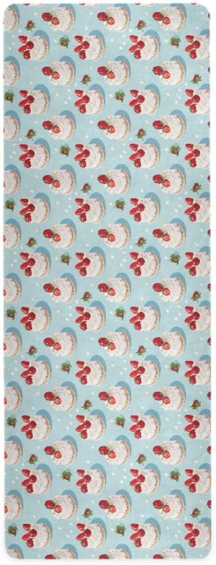 ALAZA Strawberries Cake Seamless Yoga Mat Non Slip Fitness Exercise Mat, Workout Mat for Yoga, Pilates and Floor Exercises