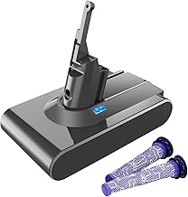 Upgraded 6.0Ah V8 SV10 Battery 215681 Replacement Compatible with Dyson V8 Animal/Absolute/Motorhead/Fluffy/SV10 Handheld Cordless Vacuum Cleaner Li-ion 967834 05 Battery【Bonus 2PKS Filters】