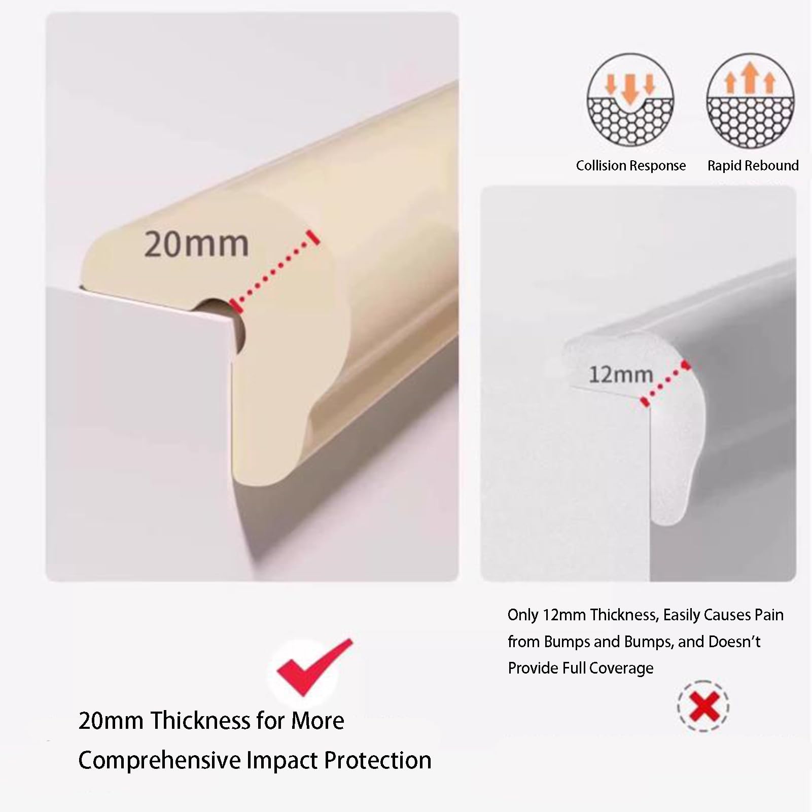 Protector de esquinas, tiras anticolisión de borde de espuma para muebles y armarios, acolchado de seguridad para escalones,