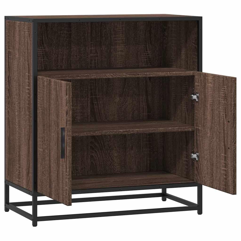 Komoda bruin eiken 68x35x76 cm houtvezelplaat metaal stabiliteit opbergkast industriële stijl woonkamer hal keuken meubel