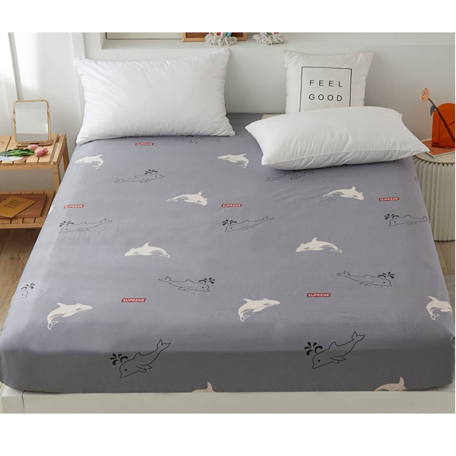Drap housse microfibre gris 150x200 pour une chambre parentale élégante