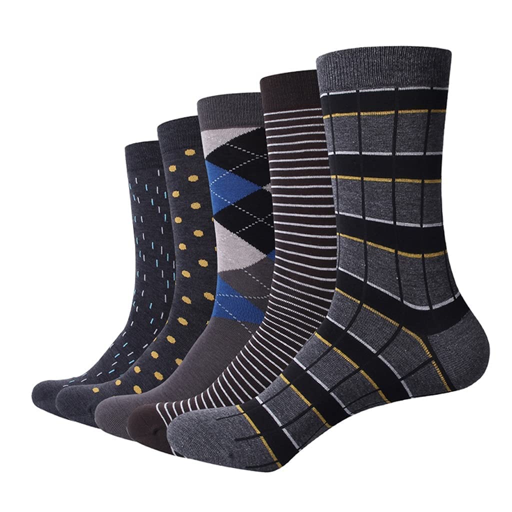Hombres Binessstripe Calcetines de Tela Escocesa Cool Casual Vestido Calcetines de Regalo de Boda (Color: A Tamaño: 40-45) (Color : A, Size : 40-45)