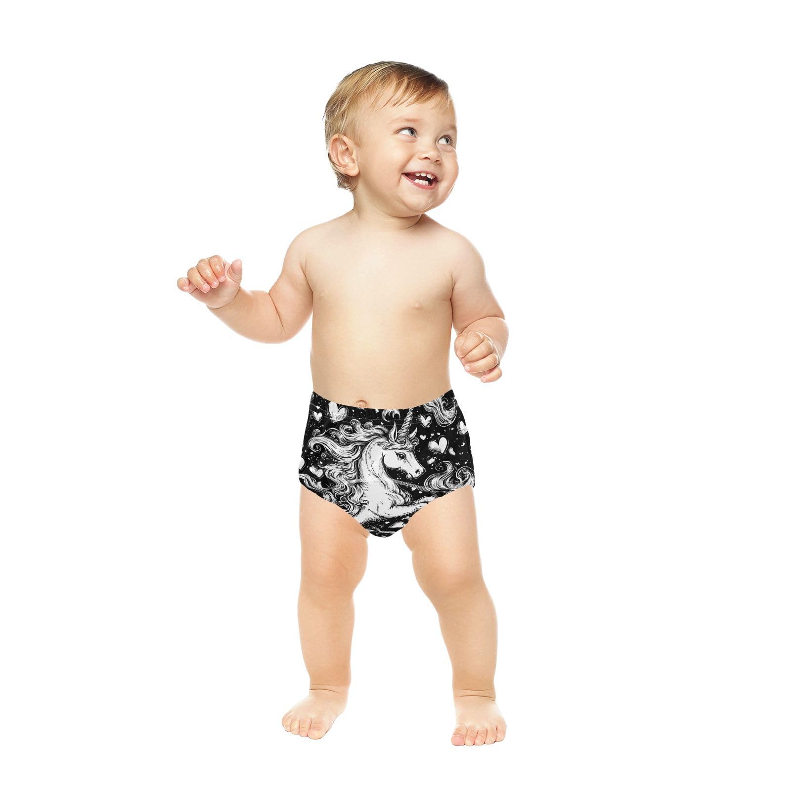 Coikll White Black Horse Toddler Training Underwear Waterproof Baby Pee Pants -2T