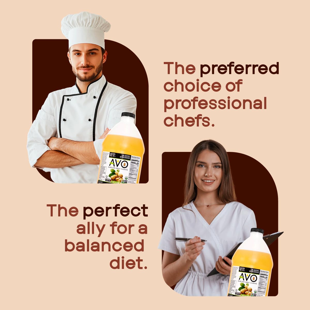 AVO Made for Great Cooking Organic Peanut Oil Half Gallon - Perfect for Cooking & Deep Frying - Ideal for Chefs, Moms, and Grillers - Bulk Organic Peanut Oil for Deep Frying Turkey