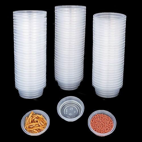 Miniatura 25 de 100 tazas de alimentación de alimentos y agua de Gecko crestado, de 0.5 onzas, cuencos de comedero de reptiles, para lagarto y otros accesorios