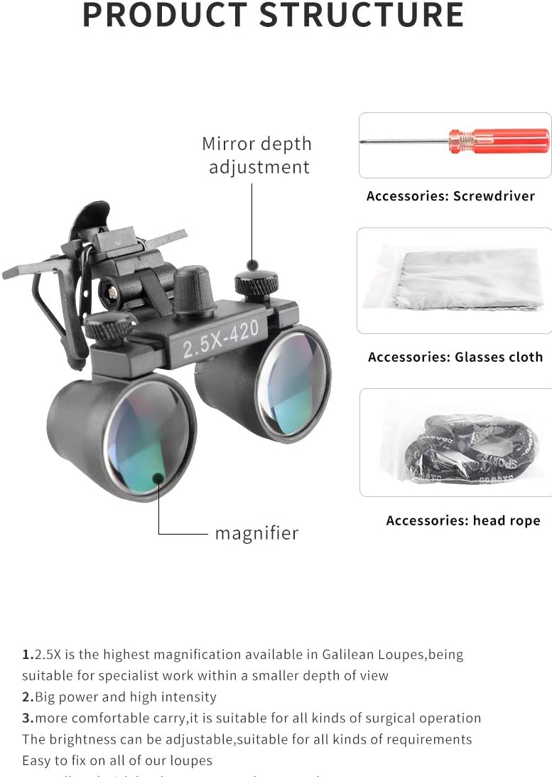 Loupe Binoculaire Dentaire 3,5x – Distance 280-380 Mm – Optique Verre – Koultona