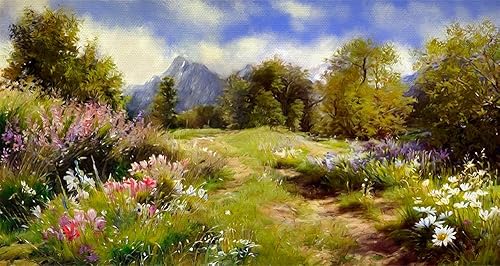 VistaPalette Papel tapiz autoadhesivo con pintura al óleo de la naturaleza del país de las maravillas para despegar y pegar, papel pintado removible