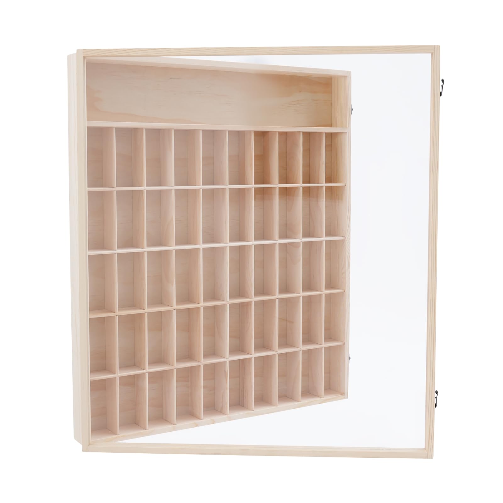 Vitrina de madera para minifiguras y figuras de acción, armario de vitrina montado en la pared con 50 compartimentos y puerta acrílica transparente, armario de colección a prueba de polvo para