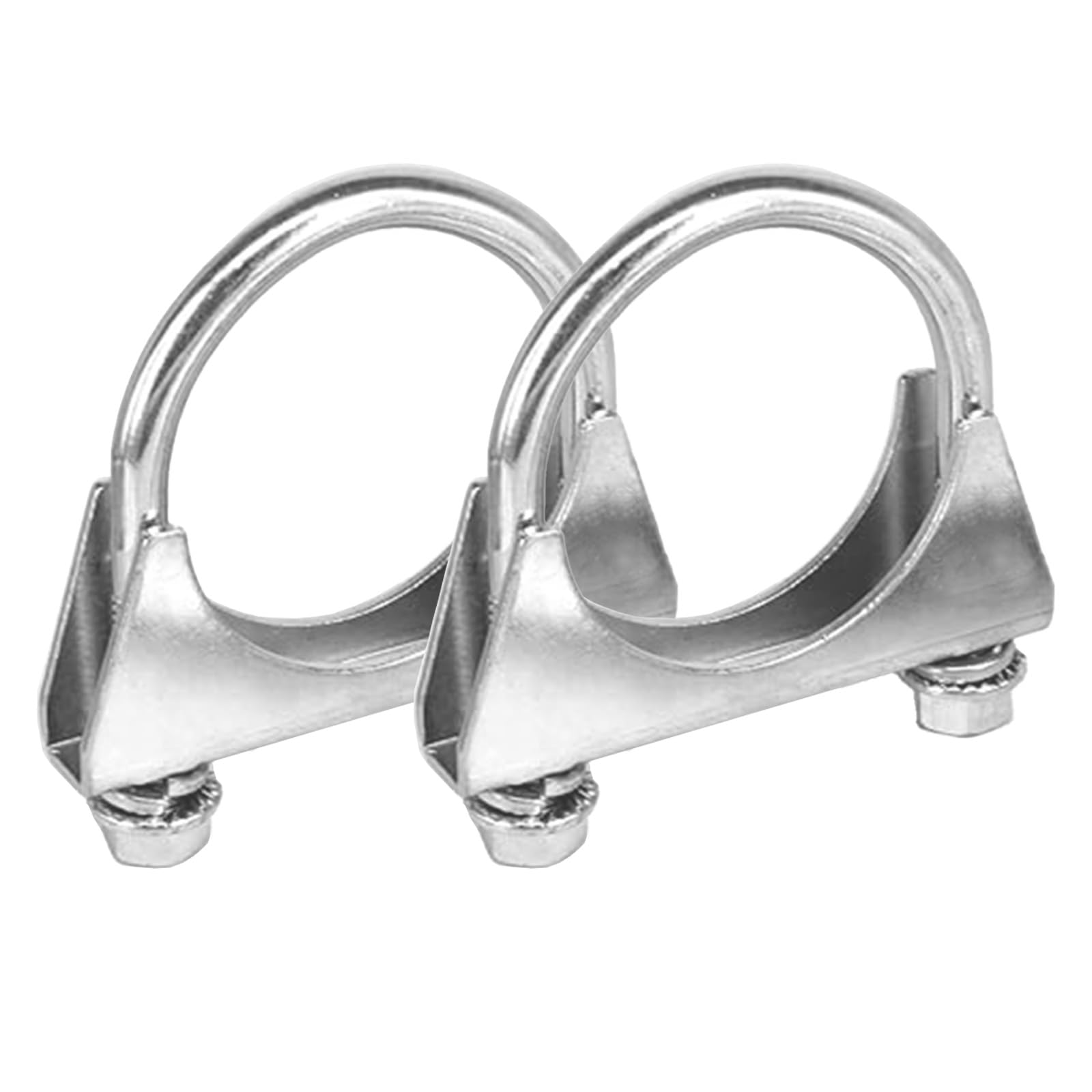 2 abrazaderas M8 para tubo de escape en U, diámetro de 50 mm, acero galvanizado, silenciador, abrazaderas con brida para sillín