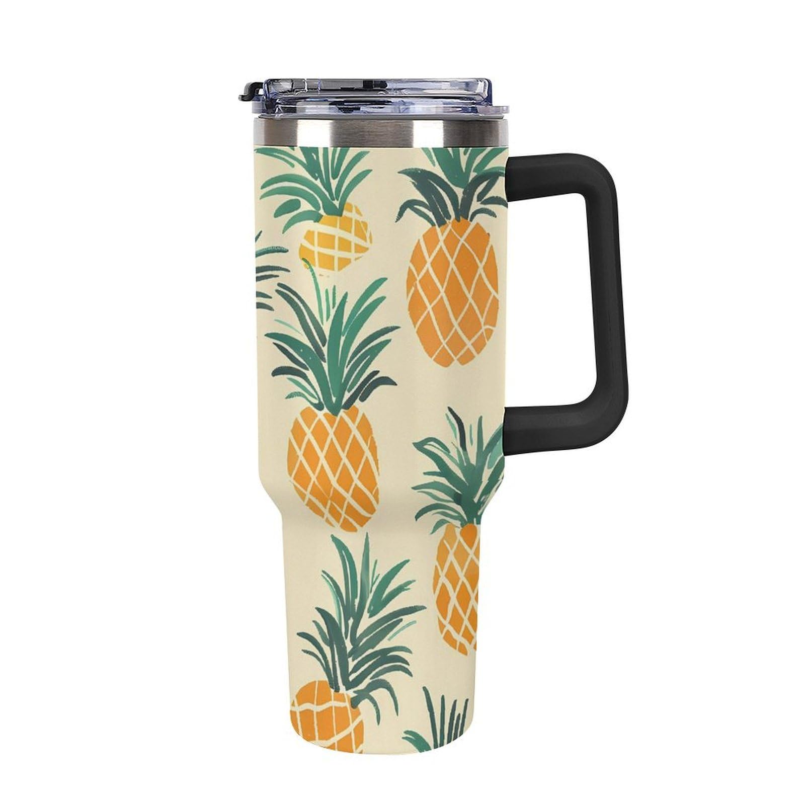 CSIVKEJ 40 Oz Fall Pineapple Mug (with Lid and Straw), Pineapple Travel Coffee Cup,Fall Gift for Pineapple Enthusiasts, Pineapple Decor and Accessories