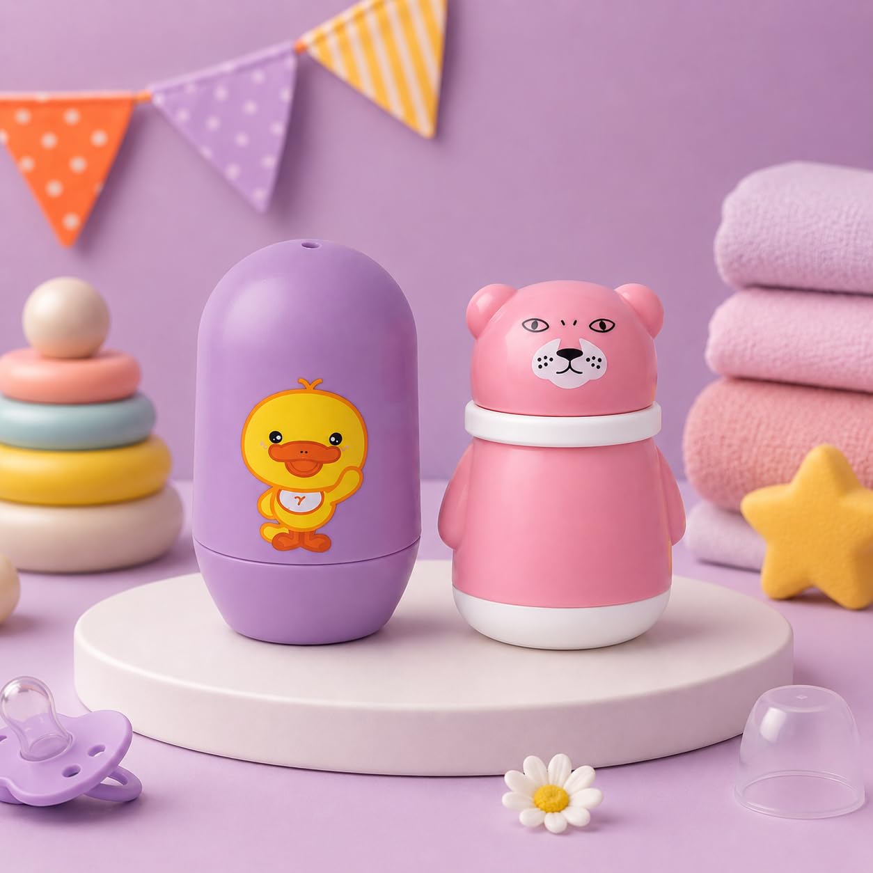 The Cheeky Kidzz Baby Grooming Nail Care Kit with Attractive Design Talcum Powder Puff Container & Protective Travel Case BPA Free for Babies (Design 54)-image-23