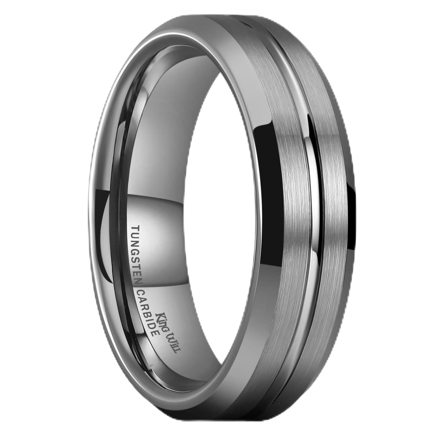 King Will Anello da uomo Duo da 7 mm, nero opaco e blu, finitura in carburo di tungsteno, bordi smussati | Bicolore, scanalato, vestibilità comoda, regalo di promessa, fidanzamento, uso quotidiano