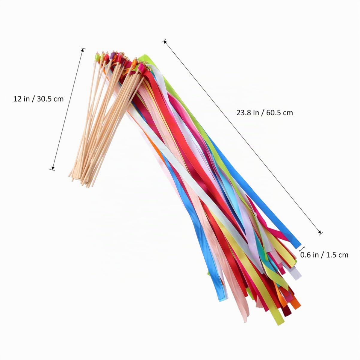 HEALLILY 50 Varitas De Boda con Cinta Y Campana Varitas De Hadas con Serpentinas De Colores Surtidos 23.62 Pulgadas para Ceremonia Recepción Fiestas Y Juegos