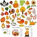 Supla 7 Sheets 102 Pcs Thanksgiving Window Clings Fall Window Stickers Decals Featuring Turkey Fall Maple Leaves Pumpkin Acorn Cornucopia Indian Corn for Autumn Harvest Festival Seasonal Decorations