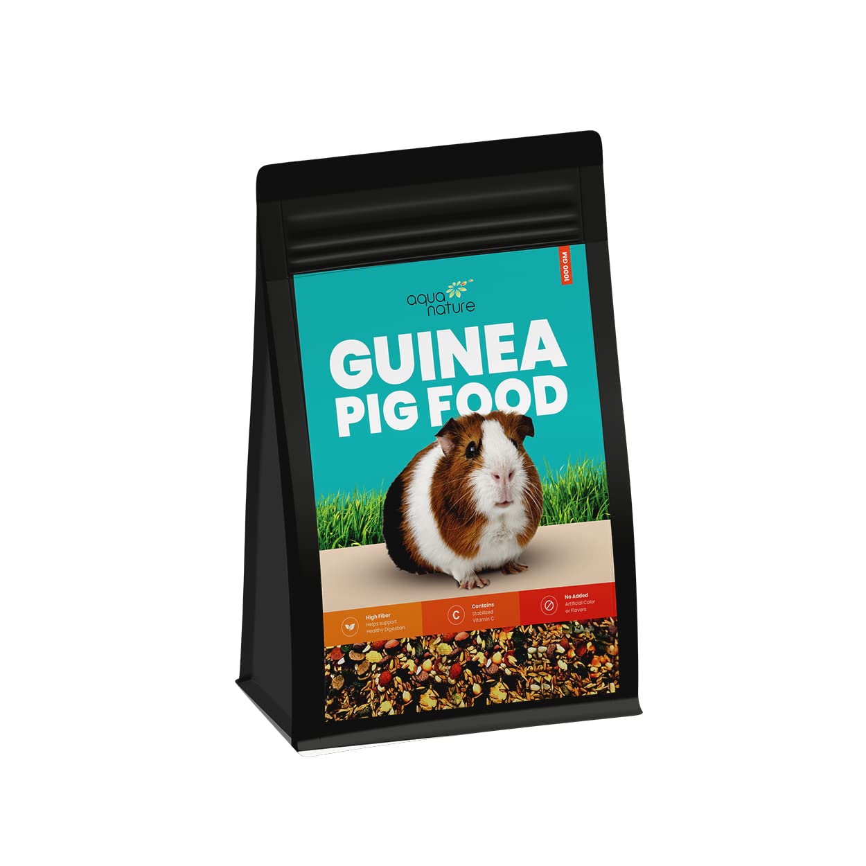 aqua nature Guinea Pig Food Highly Nutritious Diet Essential Ingredients for a Healthy and Active Lifestyle for Adult & Young Guinea Pigs (1000 G),Pellet