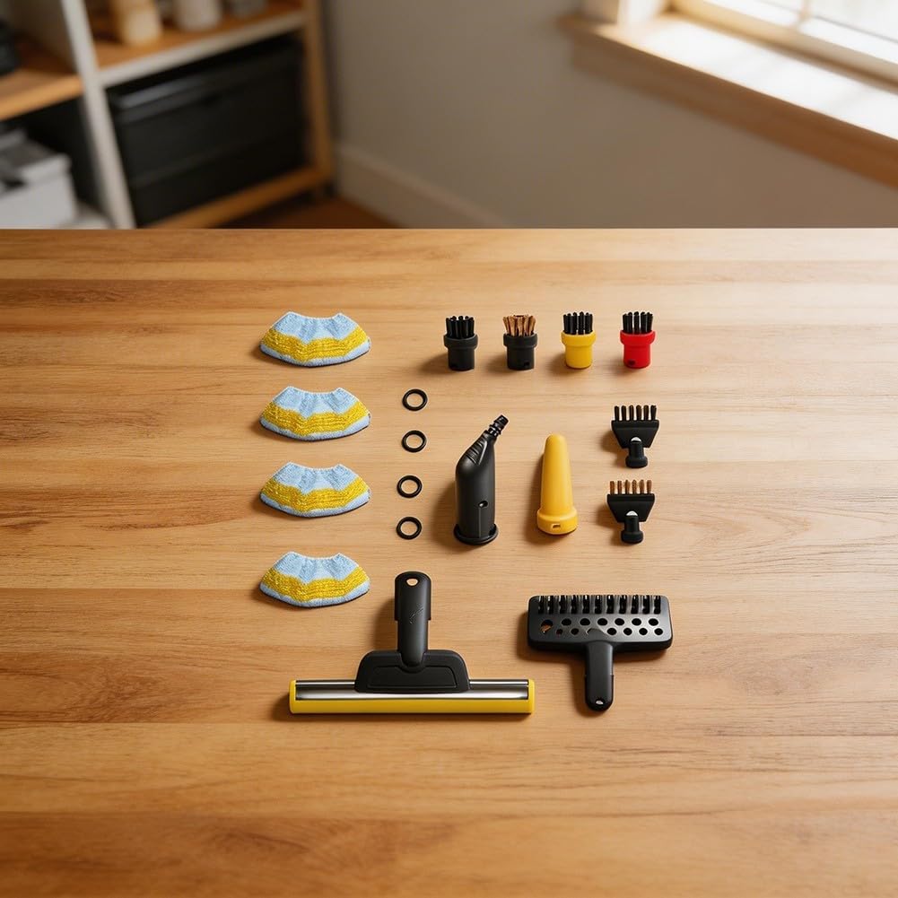 Kit de accesorios para limpiador de vapor para Karcher SC1 SC2 SC3 SC4 SC5 paños de microfibra juntas tóricas cepillos redondos tubo de extensión toalla juego de limpieza a vapor compatible con