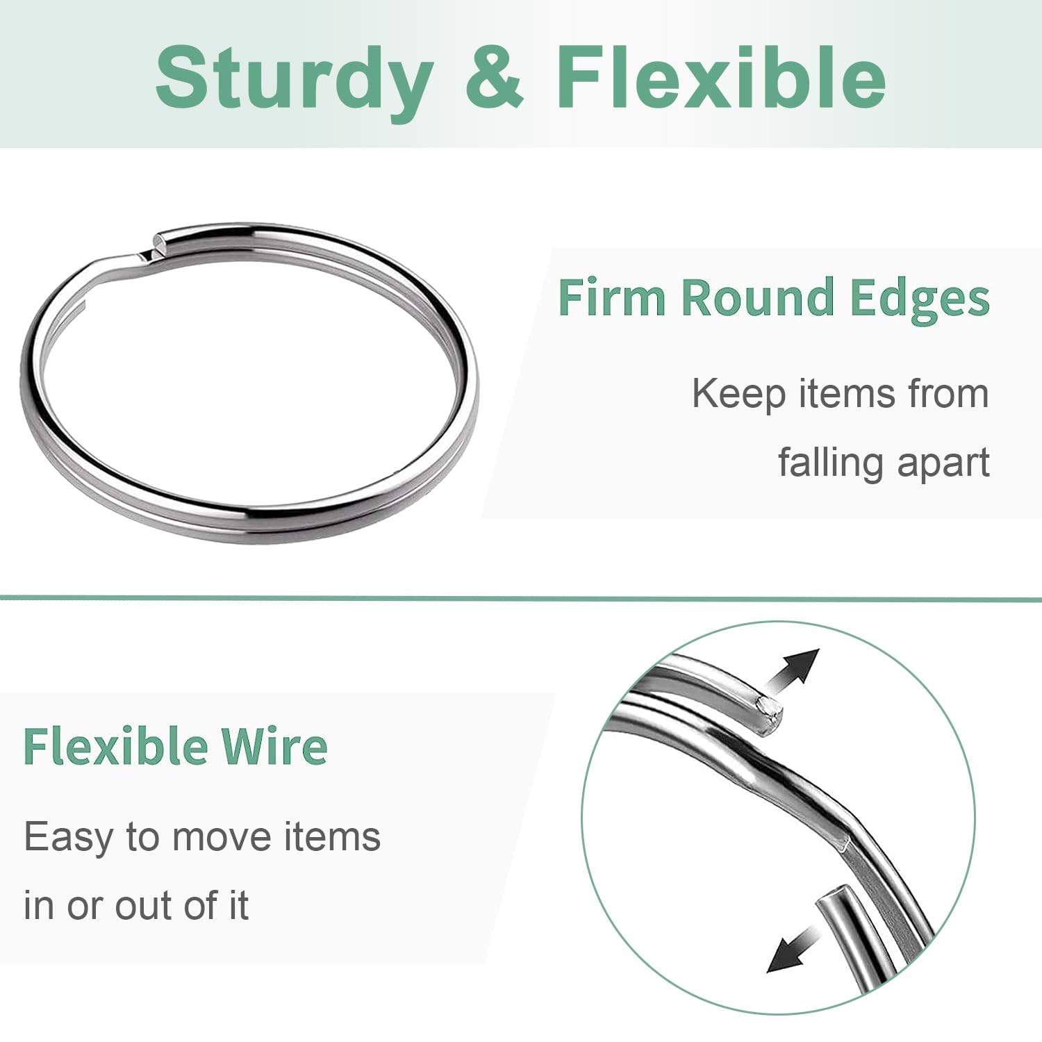 100 Anelli Portachiavi In Acciaio Inox 25mm - Per Fai Da Te, Gioielli, Accessori - Foto 3