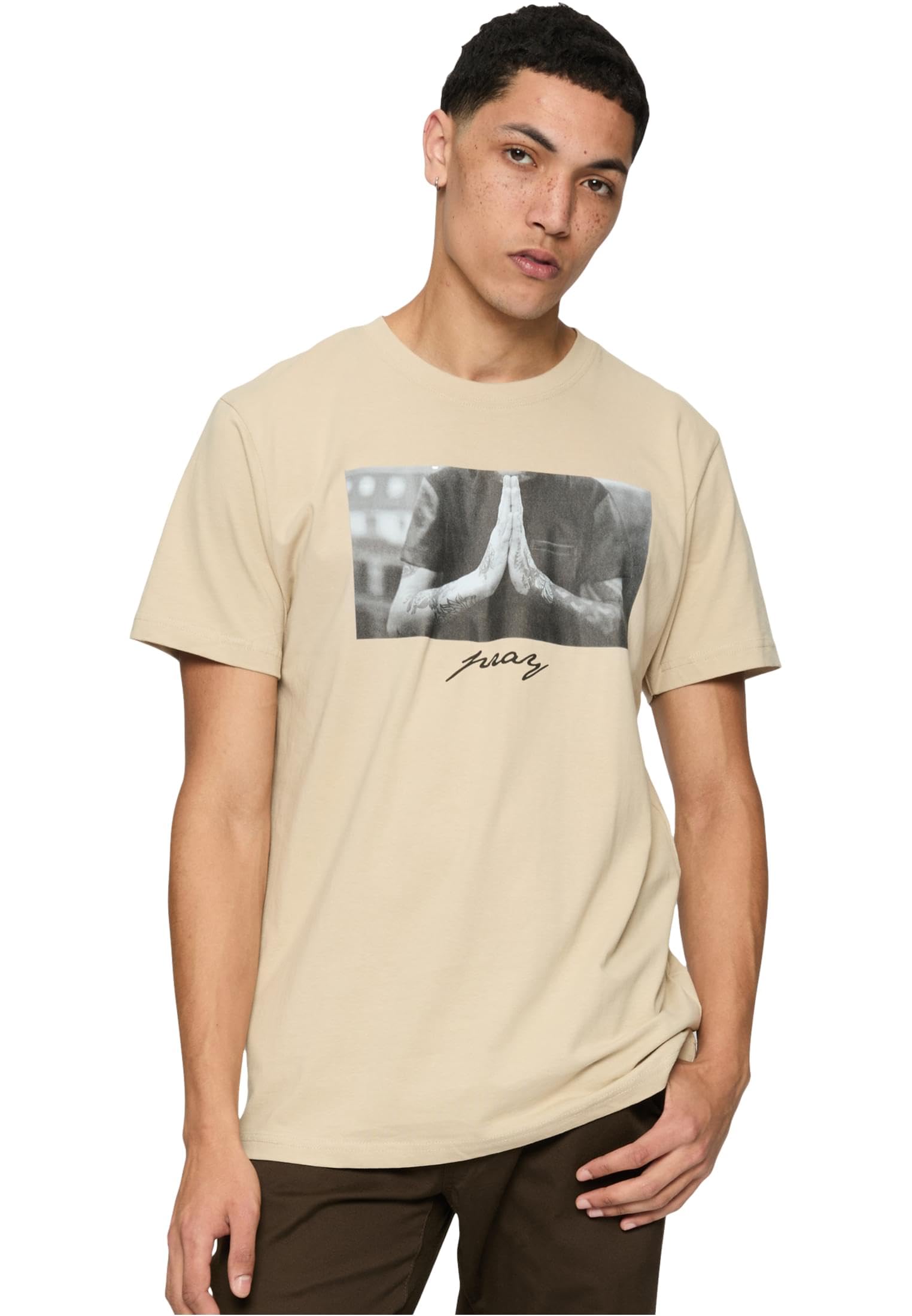 Mister Tee Men's Blanc T-Shirt Pray