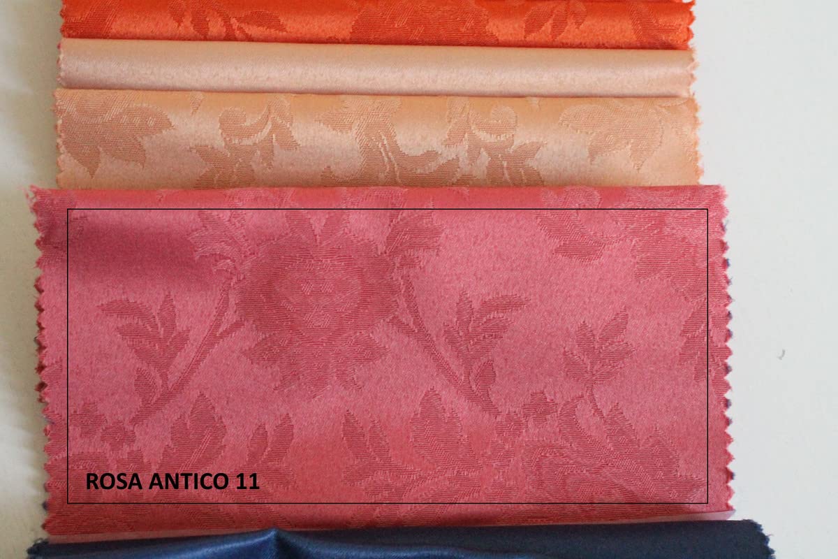RICAMI FIORENTINI BALDI Lot de 8 Serviettes Anti-Taches à Assortir à la Nappe. 40 x 40 cm. Festonné. Très résistant. Produit Artisanal Rose Antique 11.
