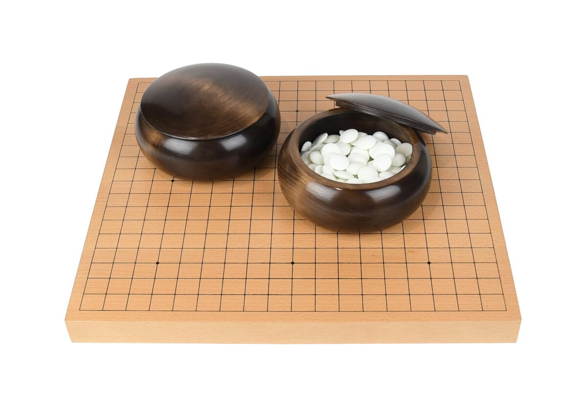 Go Masters Intermediate Go Set - Wooden Board, Glass Stones and Bowls