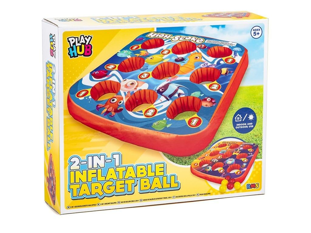 Inflatable Target Ball Game 2 in 1 Kids Garden Toss Game - Reversible Outdoor Indoor Party Game with 6 Soft Balls - Throwing Target Toy for Children BBQ Family Games Age 5+