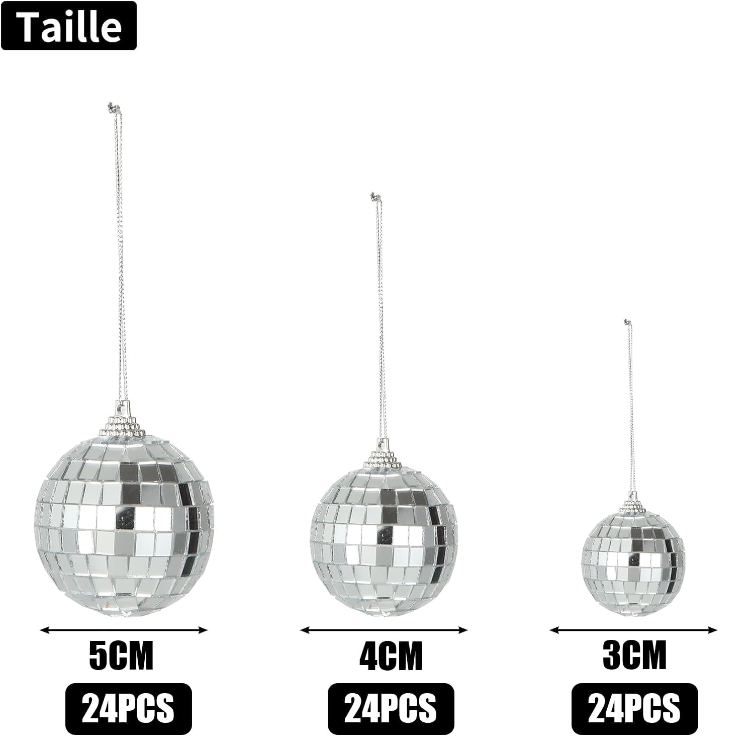ASelected 72 Pezzi Sfere a Specchio, Palline Specchiate Decorative in 3 Misure da 3 4 e 5 cm, Decorazioni a Sfera per Vasi, Tavola, Matrimonio, Festa e DIY