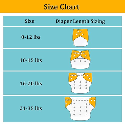 Miniatura 3 de babygoal Pañales de tela reutilizables, paquete de 6 + 10 insertos + 2 forros de tela para pañales, talla única, ajustables, lavables, para bebés,