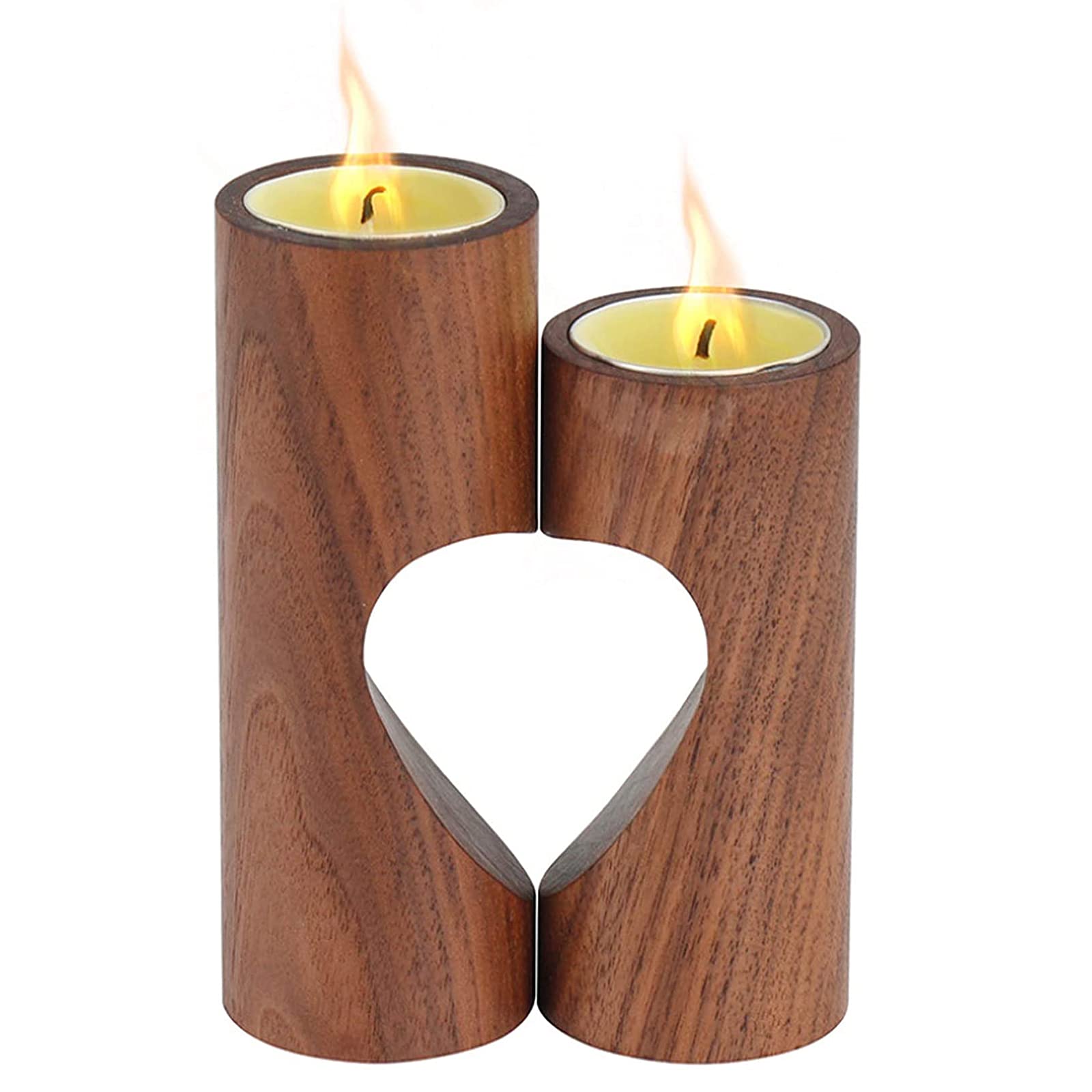Lxcom Heart Candles Candleholders Wooden Tealight Candle Holders Scented Candles Gift Set Natural Candlescape Set 2 Decorative Candle Holders Decor and Home Decor