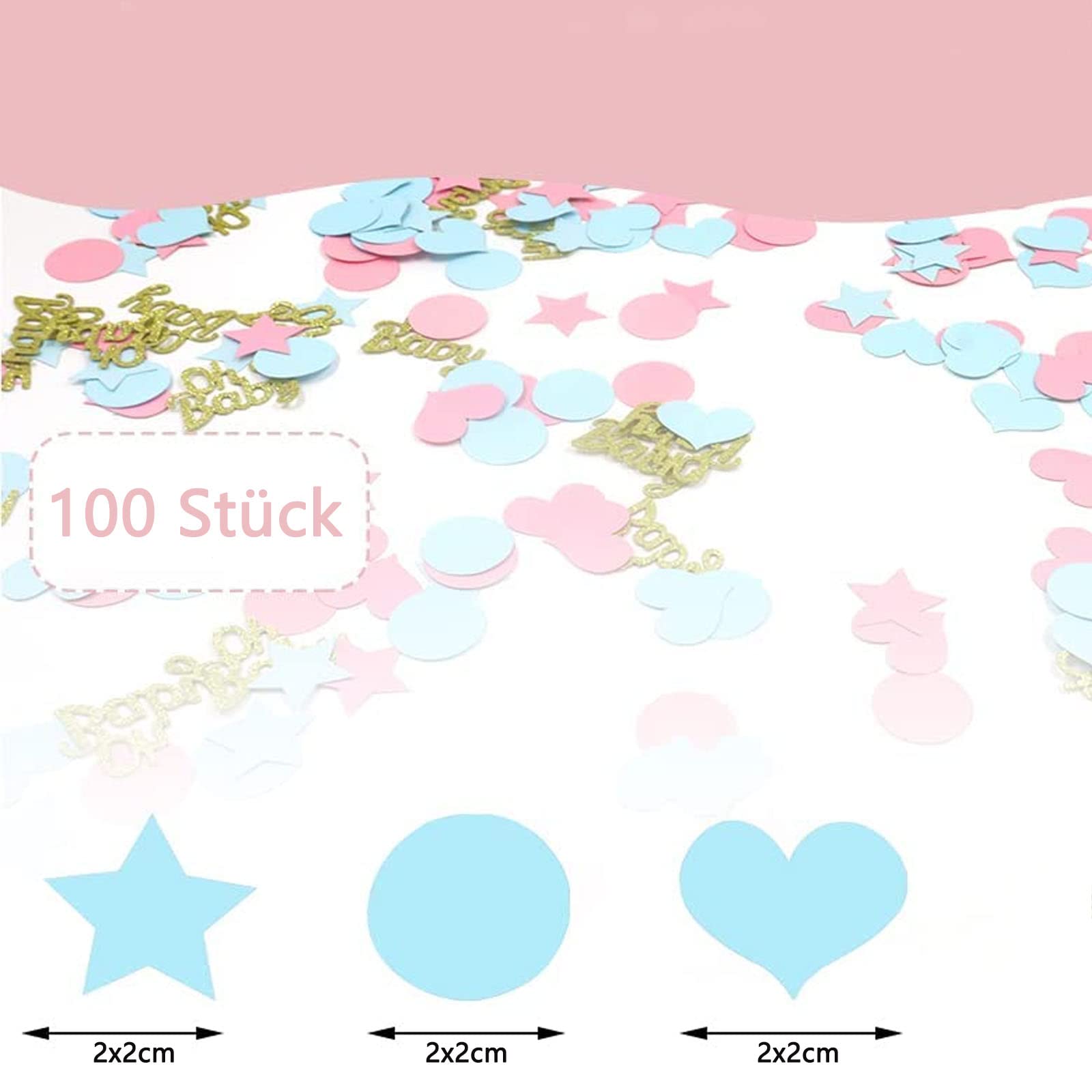 BETESSIN Babyshower decoratie - 60 stuks confetti met 4 patronen - baby en boho regenboog strooidecoratie - tafeldecoratie voor babyshower, genderreveal party enz