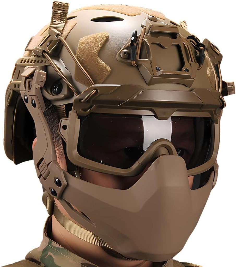 Airsoft Fast Helmet Set PJ Type Tactical Paintball Helmet Game Sets, for Outdoor CS Paintball Hunting Cosplay Halloween (Color : BK)