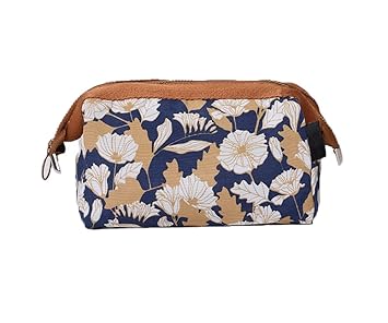 Portable Printed Cosmetic Makeup Stationery Vanity Jewelry Travel Pouch Multifunction Purse Organizer for Women and Girls (Brown)