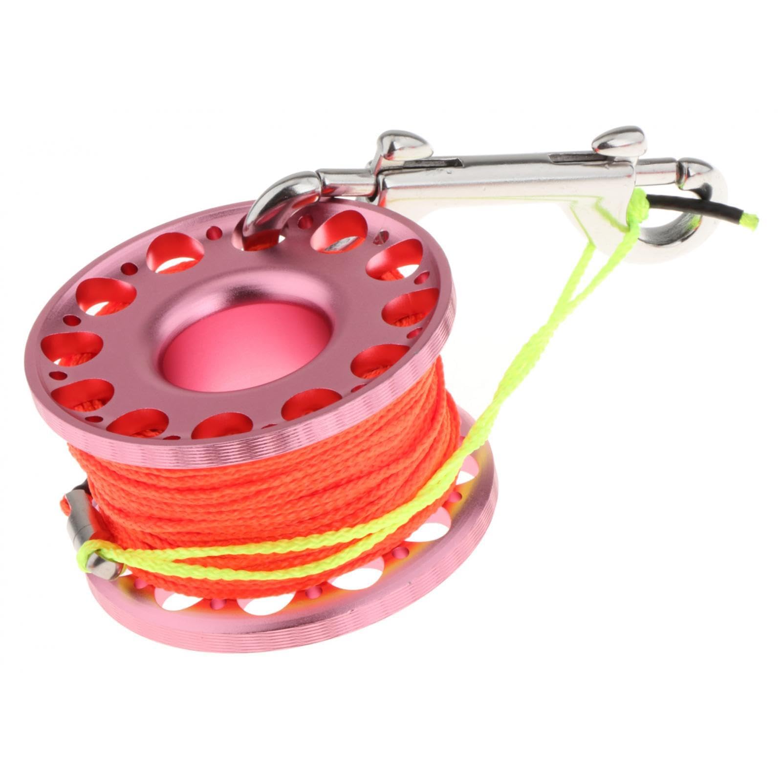 rockible Scuba Diving Reel with Stainless Steel Double End Bolt Snap Reel Diving Diving Spool Reel for Spearfishing Snorkeling, Pink Reel