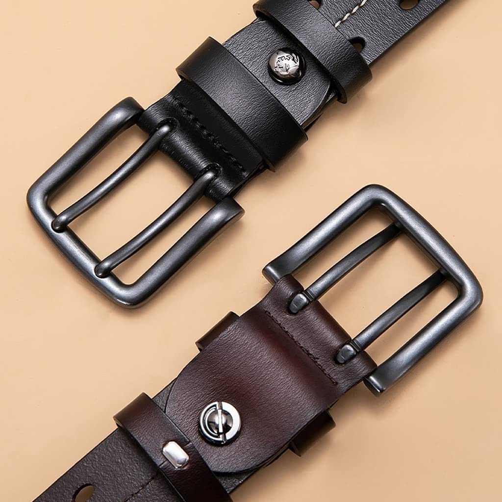 Cinturón de Cuero Genuino Longitud Ajustable Hebilla de Pin de Cuero Cinturón de Cuero Genuino de Vaca Varios tamaños Cinturón de Moda Informal para Hombres
