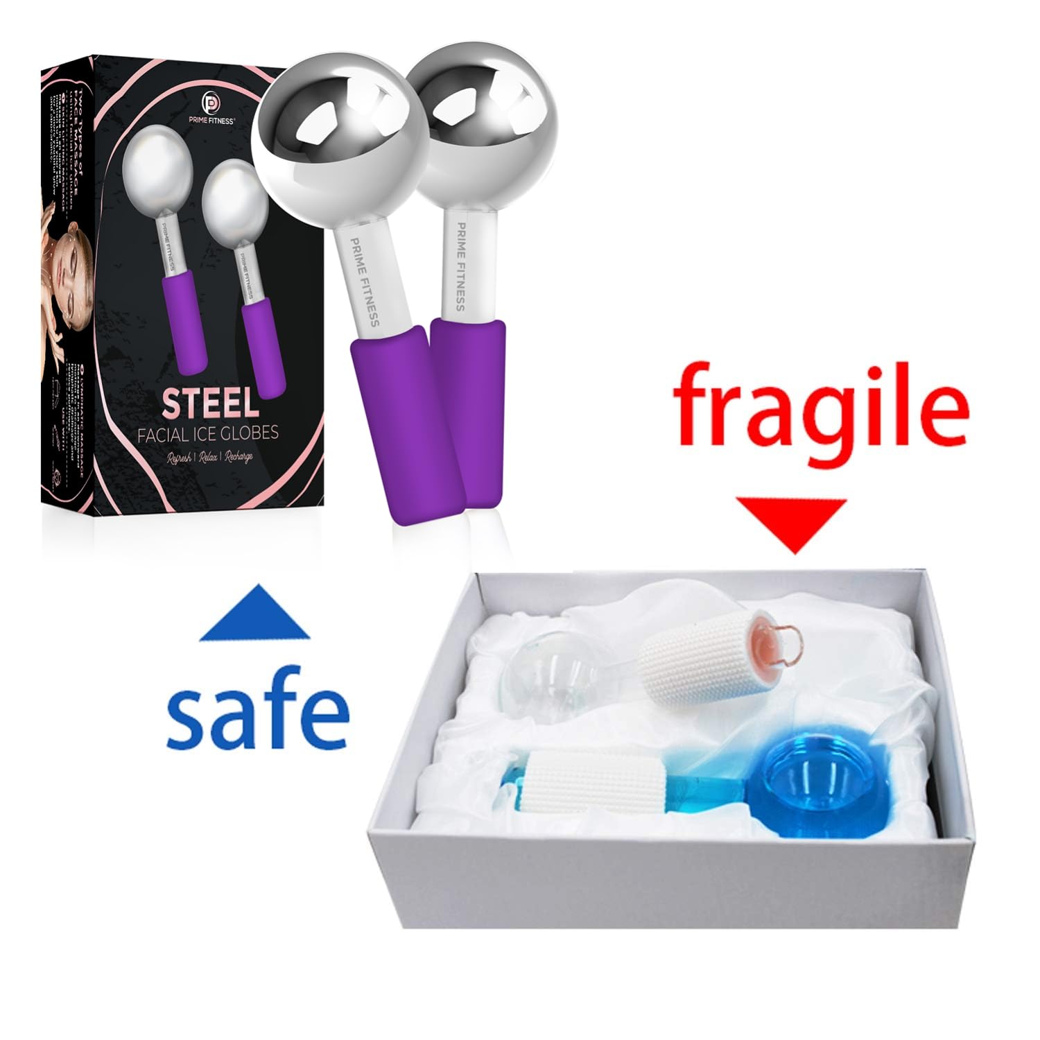Eiskugeln für Gesichtsbehandlungen | unzerbrechliche Kühlrolle aus Stahl | KryoSticks für Gesicht | Massagegerät für Gesicht und Hals | Hautpflege bei Augenringe, Schwellungen, Falten,