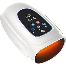 Hand and Wrist Massager with Heat, Air Compression and Gentle Vibration, 3 Modes, 5 Intensities, LCD Display, Cordless Hand Relaxation Massager for Daily Relaxation (White)