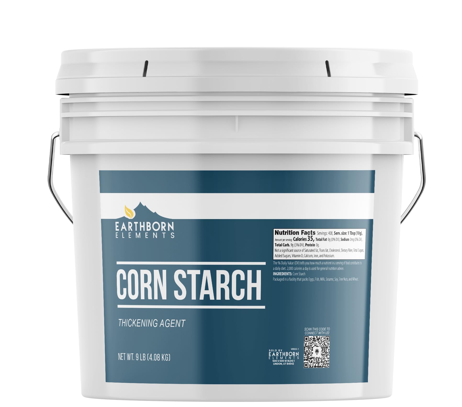 Earthborn Elements Corn Starch 2 Gallon Bucket, Thickening Agent, Cooking & Baking Staple, Cleaning