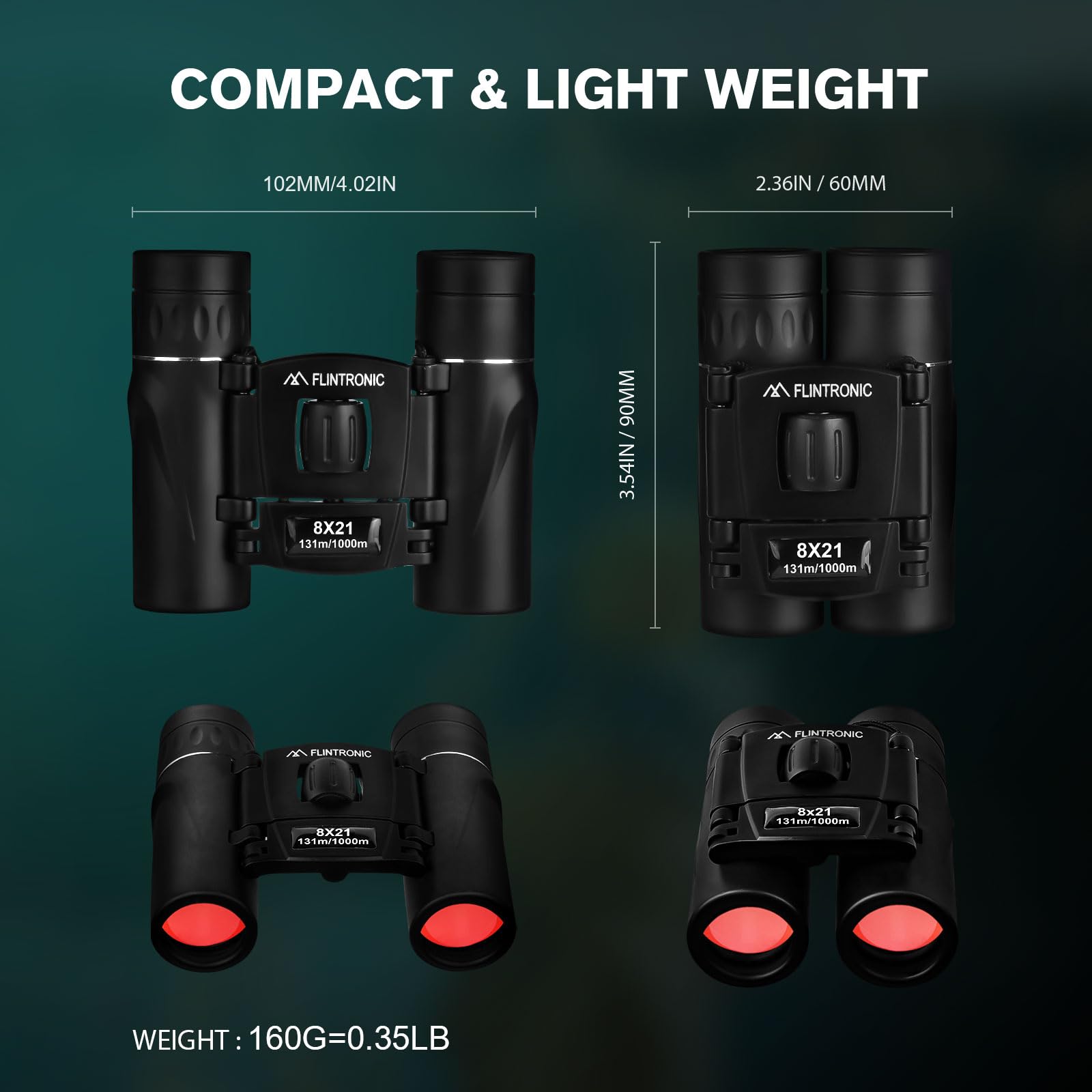Flintronic 8x21 Kompakt Mini-Fernglas, HD Ferngläser, Leichtes Faltteleskop für Erwachsene, für die Jagd, Besichtigung, Vogelbeobachtung, Wandern, Anschauen von Fußballspielen