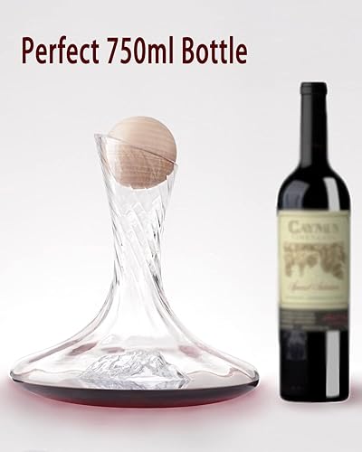 Miniatura 5 de Wine Decanter Hand-Blown Red Wine Carafe Decanter, Crystal Wine Decanter Wine Decanter with Stopper(750ML)