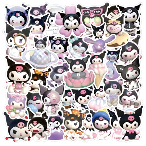 50pcs Cartoon 3D Kuromi Stickers Mixed Pack Anime Sticker for Teens Waterproof Stickers for Water Bottle Laptop Luggage Helmet Skateboard Guitar (3Dklm)